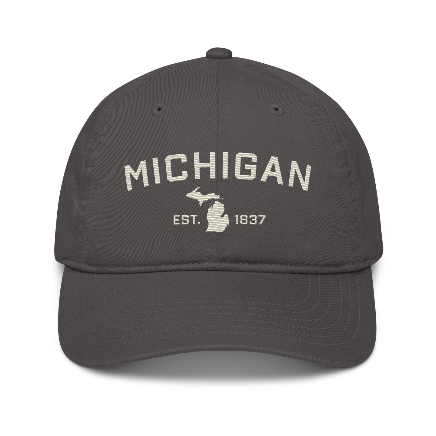 'Michigan EST. 1837' Classic Baseball Cap (Athletic Font) | Ivory White