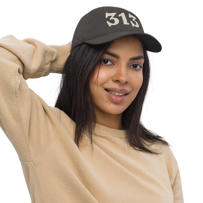 Detroit '313' Classic Baseball Cap (Angry Font) | Ivory White