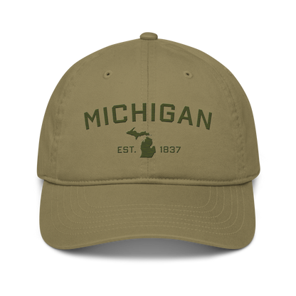 'Michigan EST. 1837' Classic Baseball Cap (Athletic Font) | Army Green