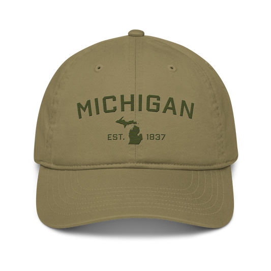 'Michigan EST. 1837' Classic Baseball Cap (Athletic Font) | Army Green