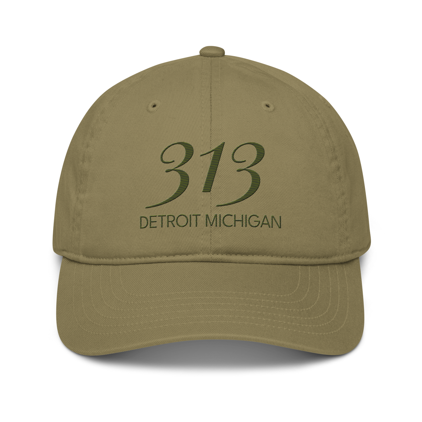 '313 Detroit Michigan' Classic Baseball Cap | Army Green