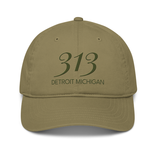 '313 Detroit Michigan' Classic Baseball Cap | Army Green