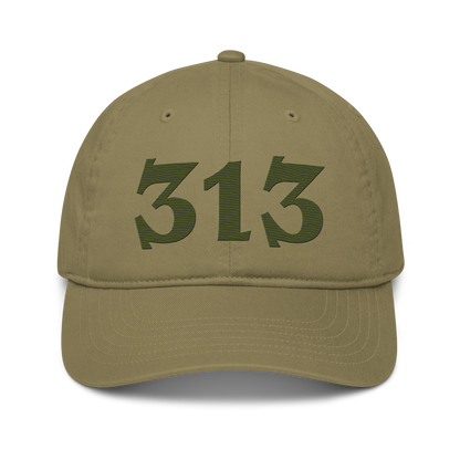 Detroit '313' Classic Baseball Cap (Angry Font) | Army Green