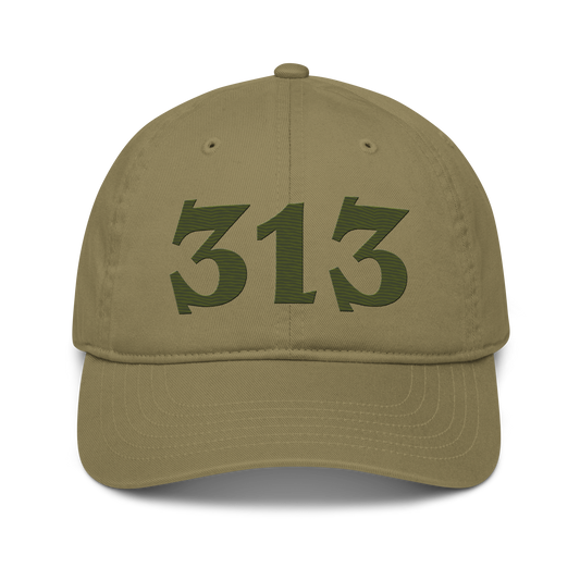 Detroit '313' Classic Baseball Cap (Angry Font) | Army Green