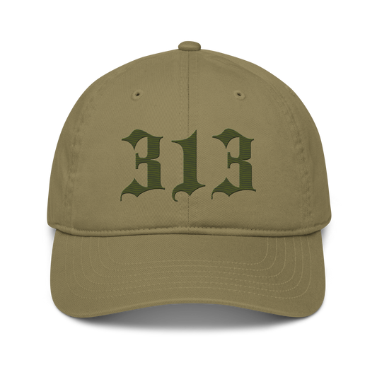 Detroit '313' Classic Baseball Cap (Old English) | Army Green