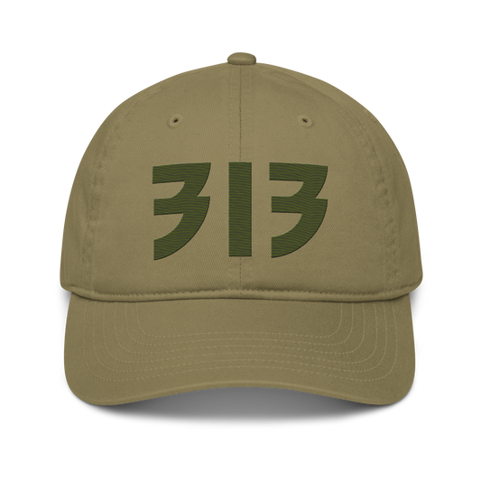 Detroit '313' Classic Baseball Cap (Glam Font) | Army Green