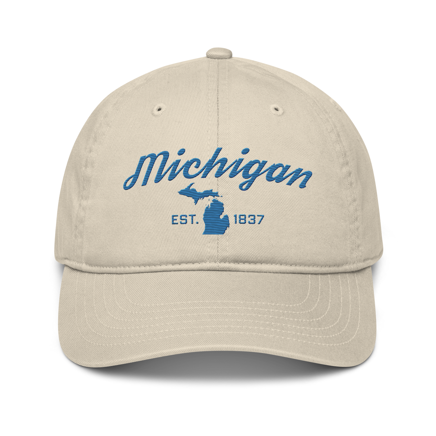 'Michigan EST. 1837' Classic Baseball Cap (Script Font) | Superior Blue