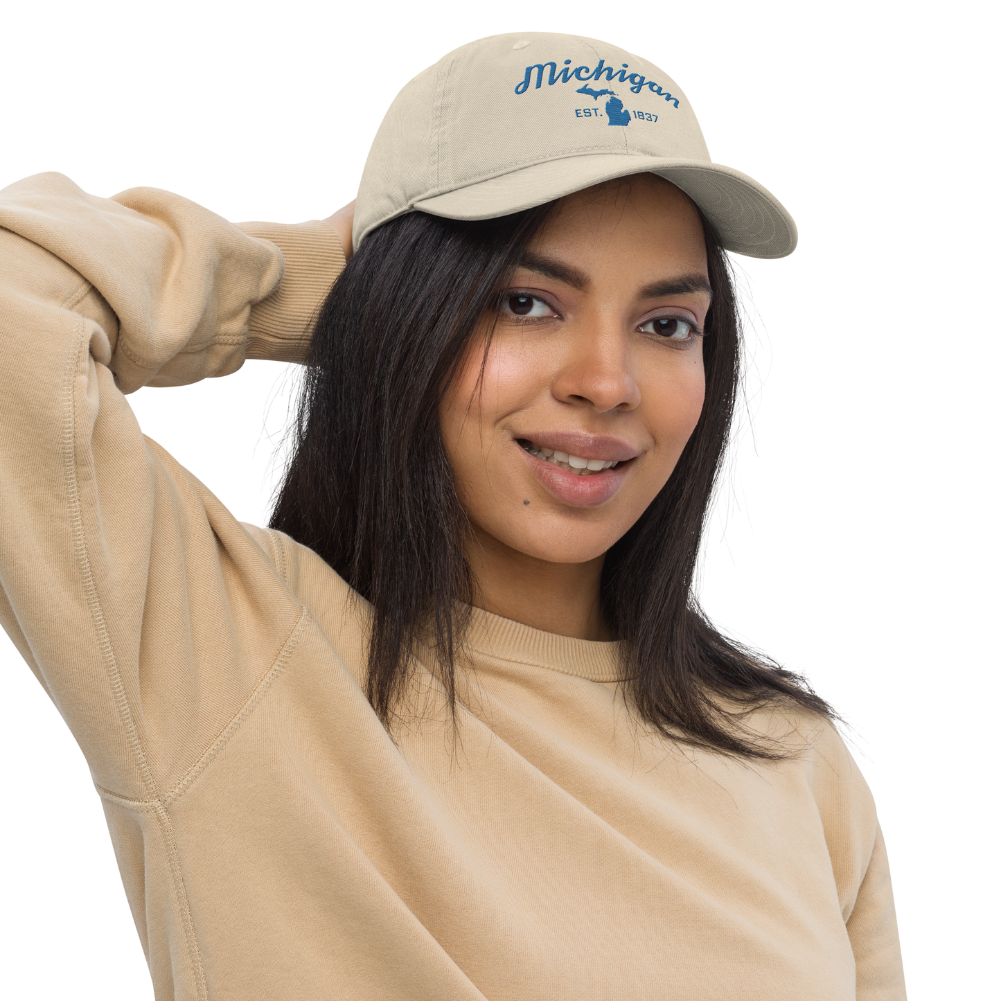 'Michigan EST. 1837' Classic Baseball Cap (Script Font) | Superior Blue