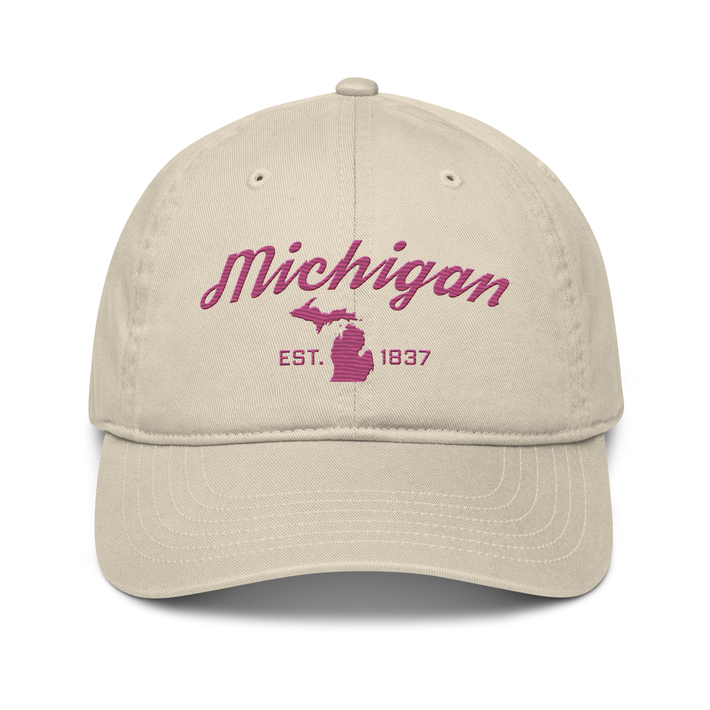 'Michigan EST. 1837' Classic Baseball Cap (Script Font) | Apple Blossom Pink