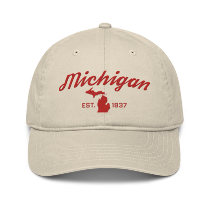 'Michigan EST. 1837' Classic Baseball Cap (Script Font) | Aliform Red