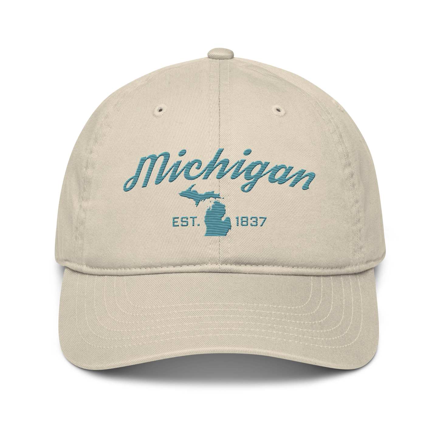 'Michigan EST. 1837' Classic Baseball Cap (Script Font) | Huron Blue