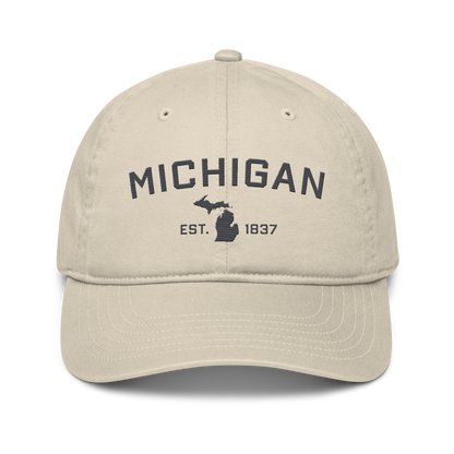 'Michigan EST. 1837' Classic Baseball Cap (Athletic Font) | Iron Ore Grey