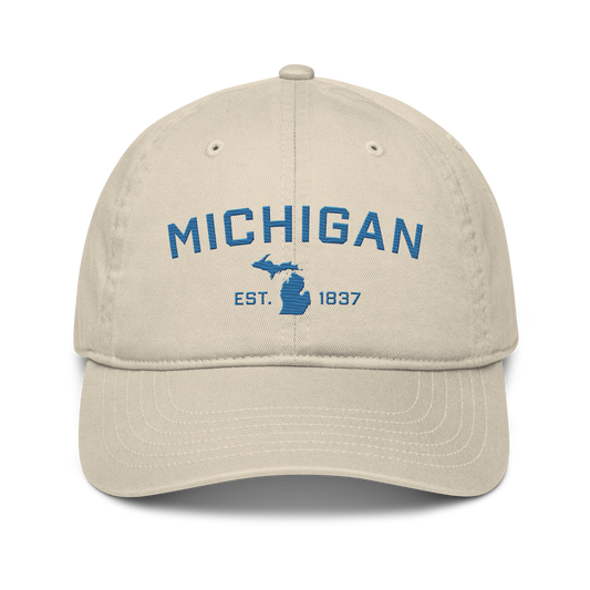 'Michigan EST. 1837' Classic Baseball Cap (Athletic Font) | Superior Blue