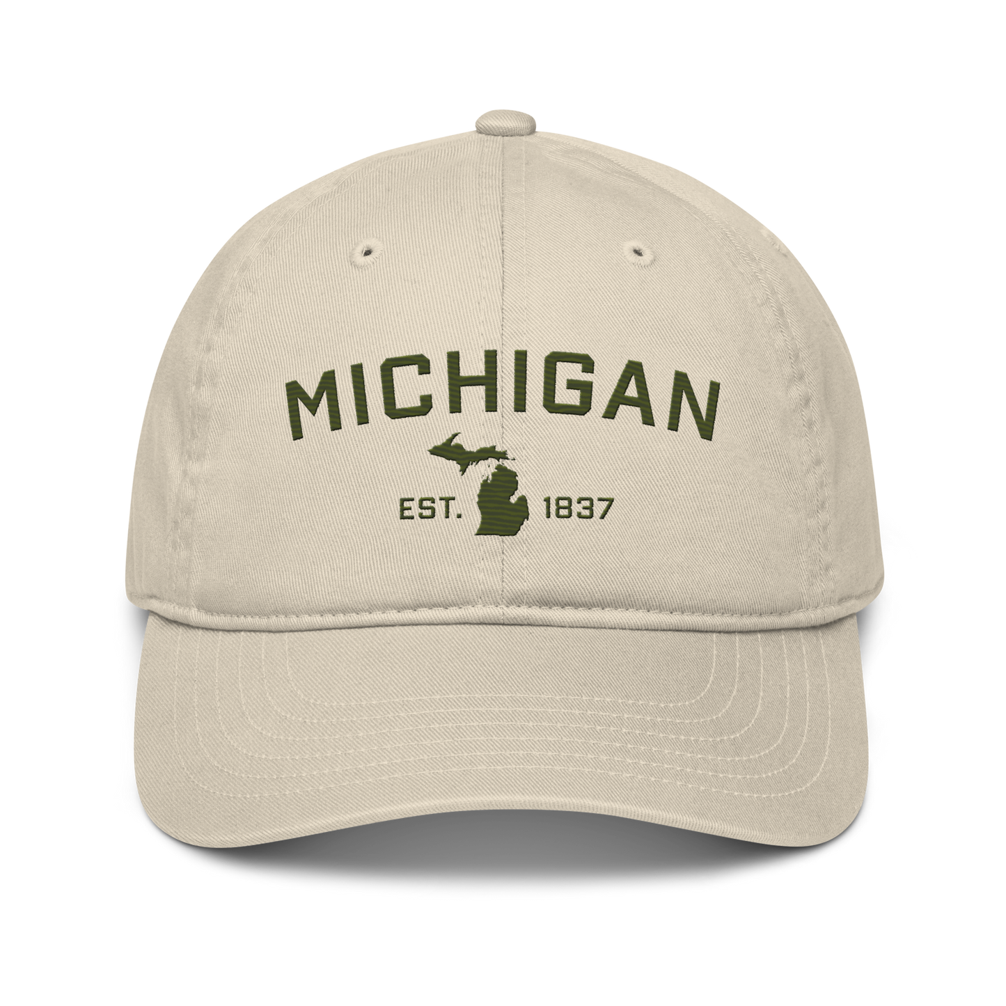 'Michigan EST. 1837' Classic Baseball Cap (Athletic Font) | Army Green