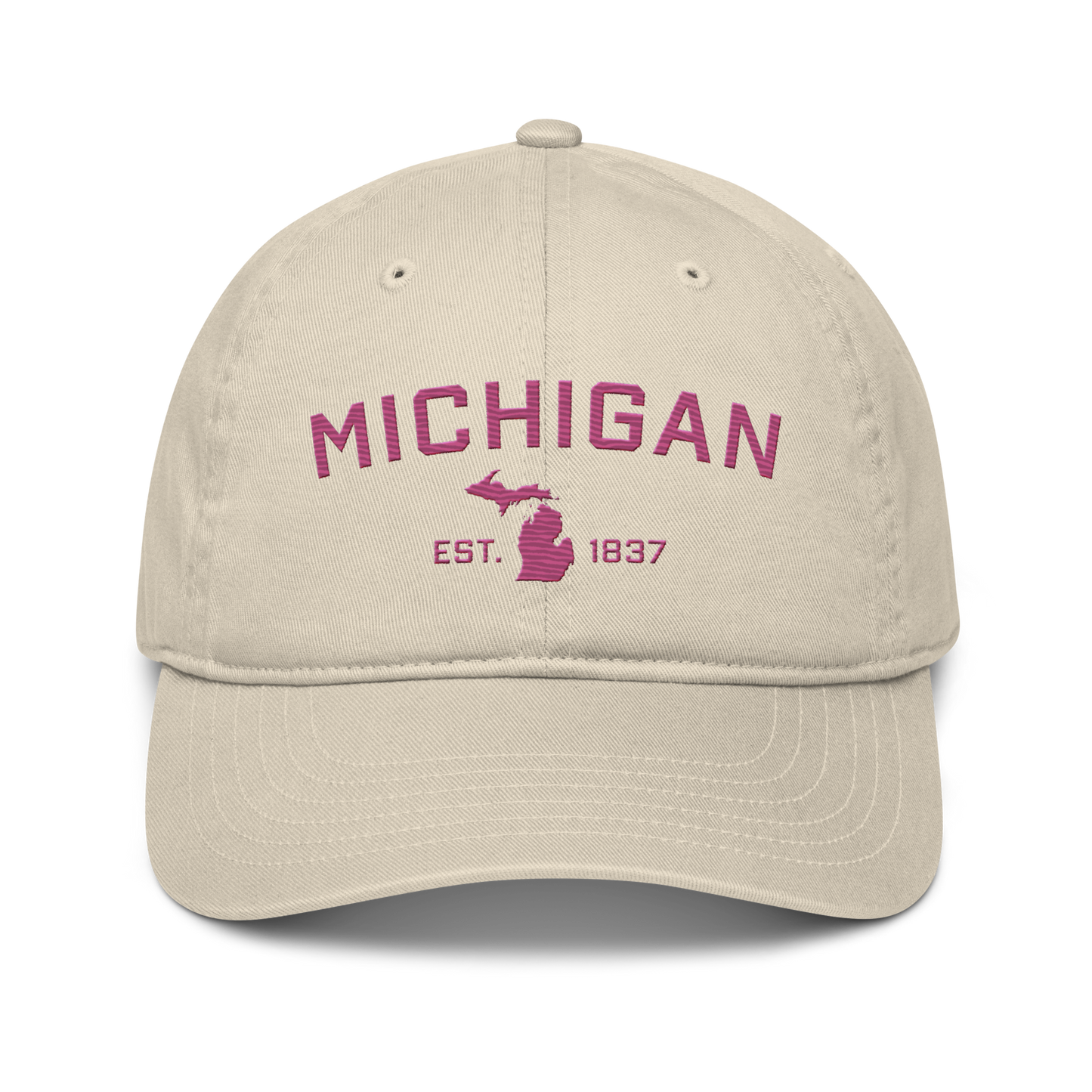 'Michigan EST. 1837' Classic Baseball Cap (Athletic Font) | Apple Blossom Pink