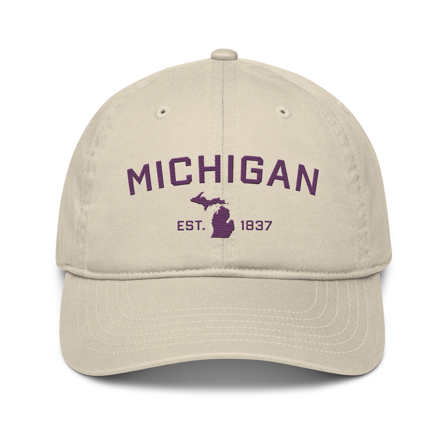 'Michigan EST. 1837' Classic Baseball Cap (Athletic Font) | Plum