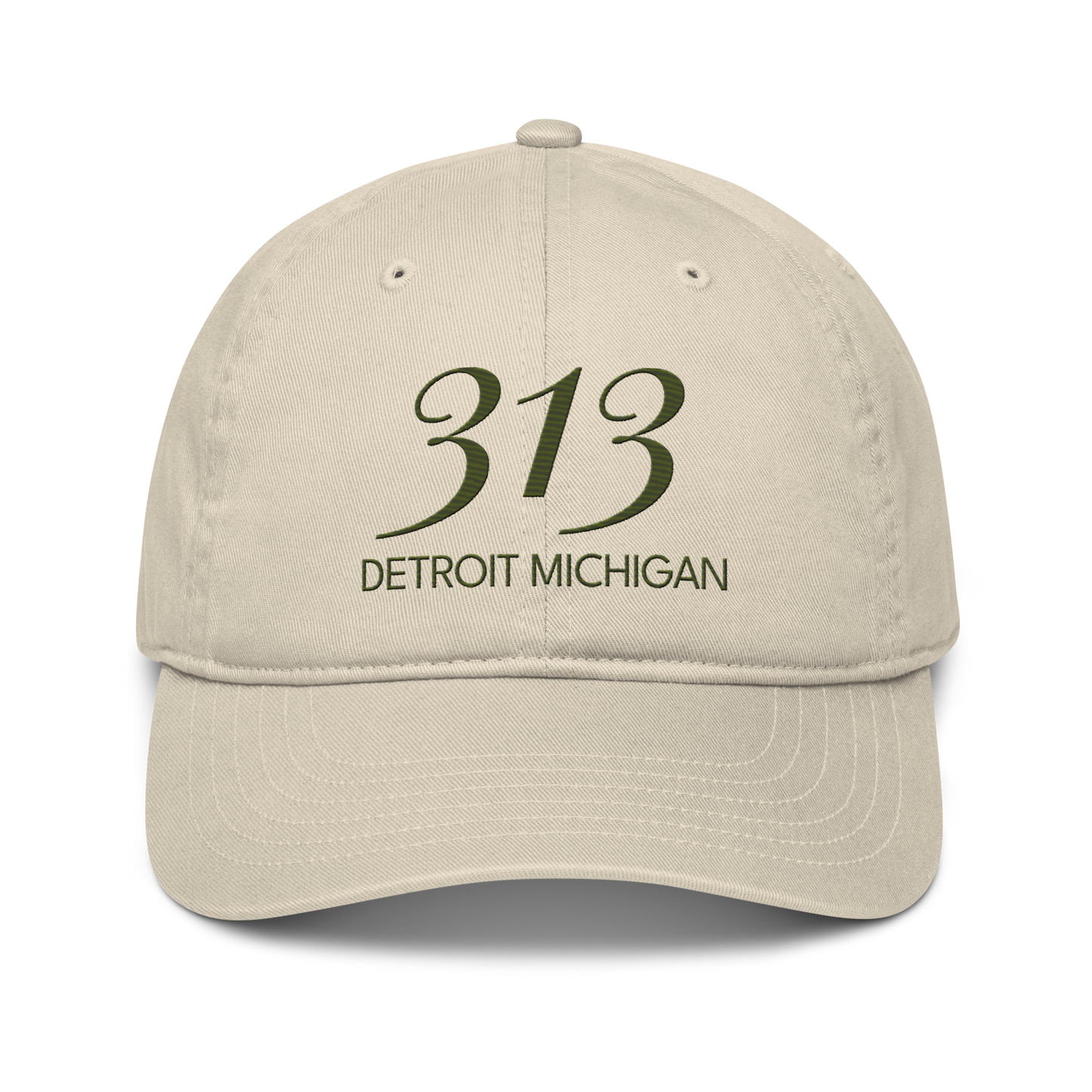 '313 Detroit Michigan' Classic Baseball Cap | Army Green