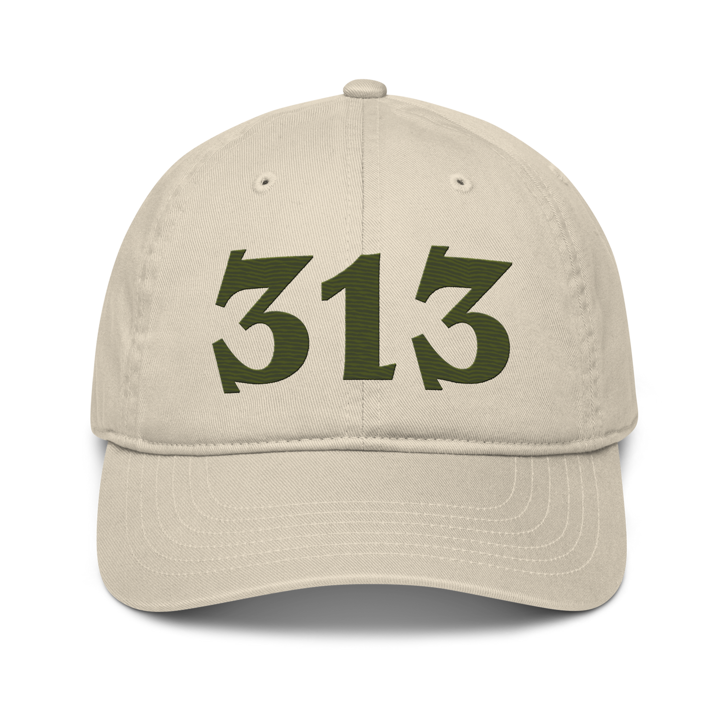 Detroit '313' Classic Baseball Cap (Angry Font) | Army Green