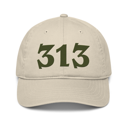 Detroit '313' Classic Baseball Cap (Angry Font) | Army Green