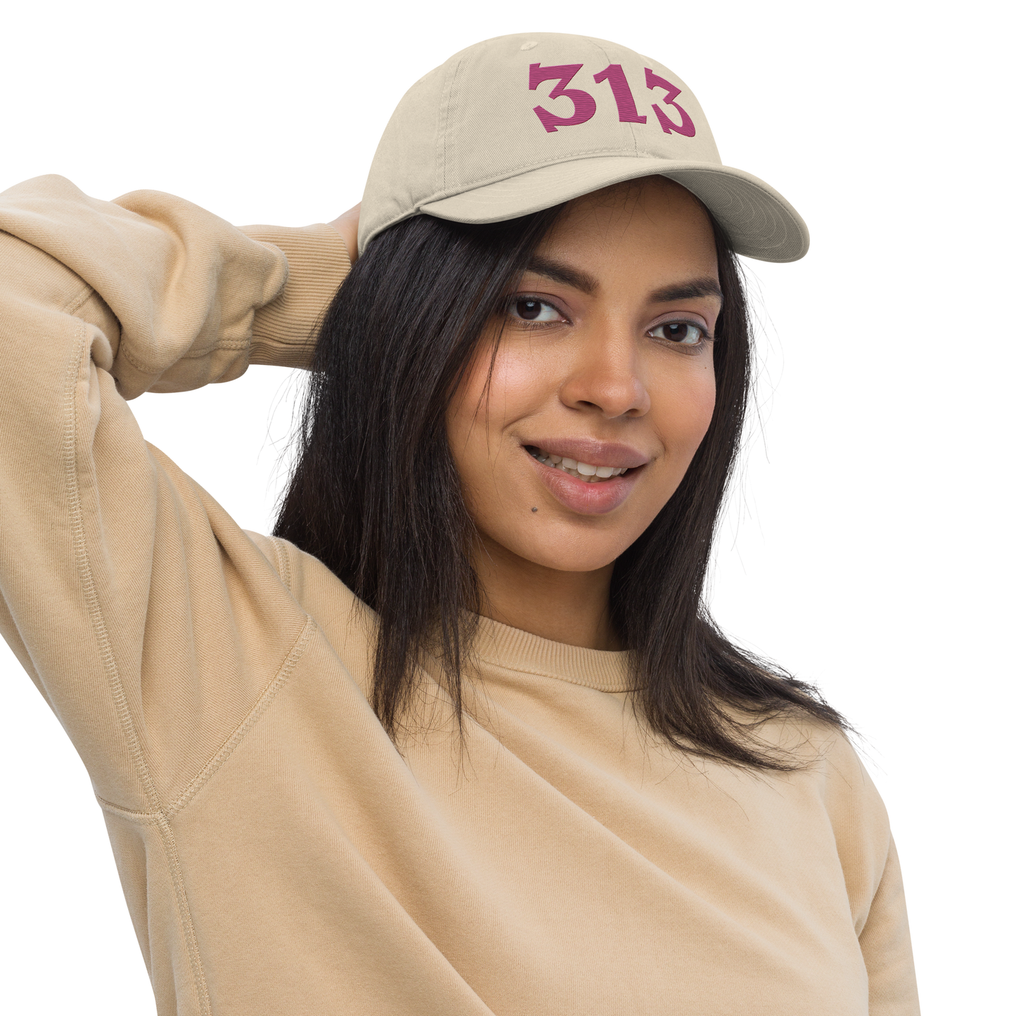 Detroit '313' Classic Baseball Cap (Angry Font) | Apple Blossom Pink