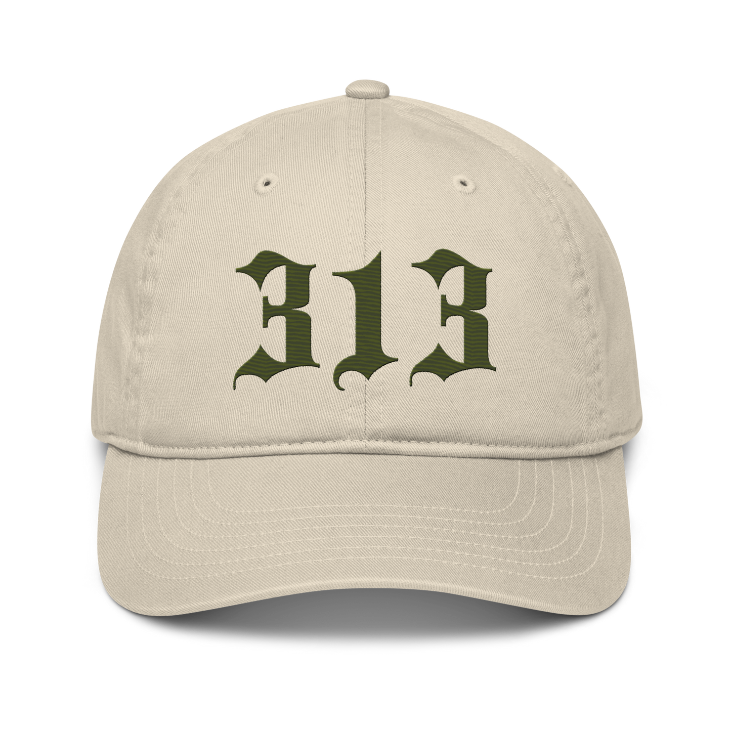 Detroit '313' Classic Baseball Cap (Old English) | Army Green