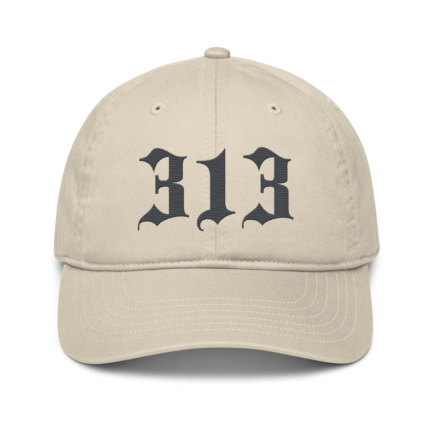 Detroit '313' Classic Baseball Cap (Old English) | Iron Ore Grey