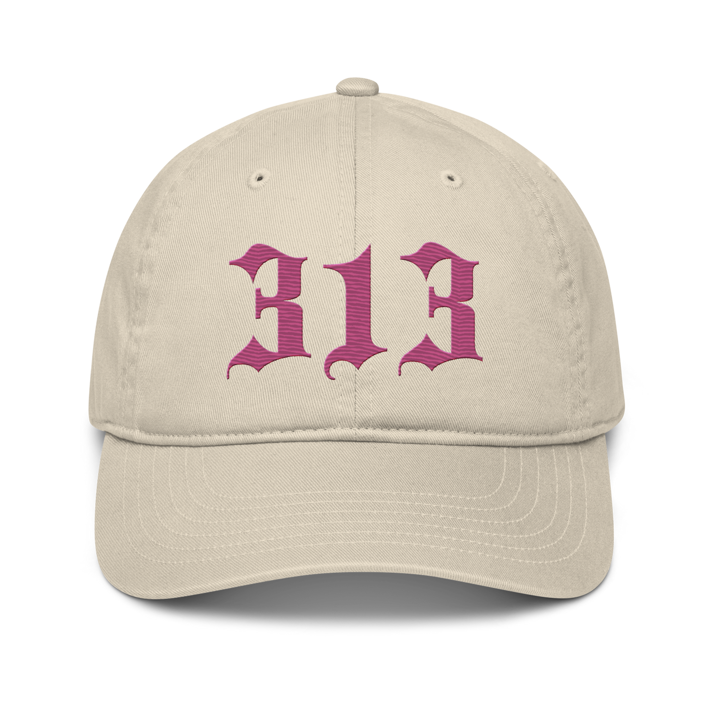 Detroit '313' Classic Baseball Cap (Old English) | Apple Blossom Pink