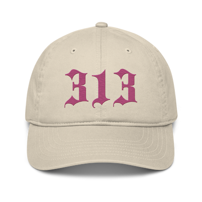 Detroit '313' Classic Baseball Cap (Old English) | Apple Blossom Pink