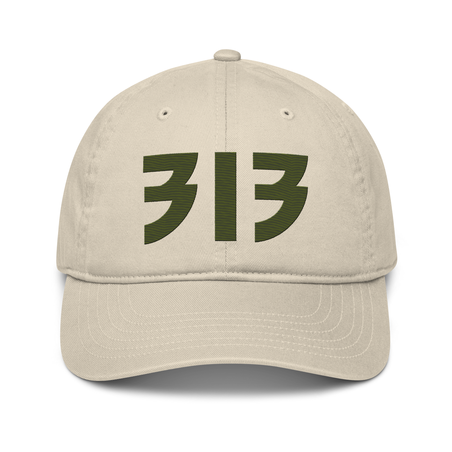 Detroit '313' Classic Baseball Cap (Glam Font) | Army Green