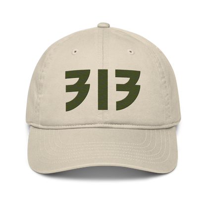 Detroit '313' Classic Baseball Cap (Glam Font) | Army Green