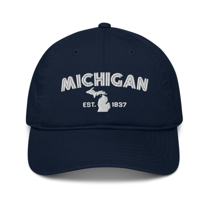 'Michigan EST 1837' Classic Baseball Cap (Metalpress Font)