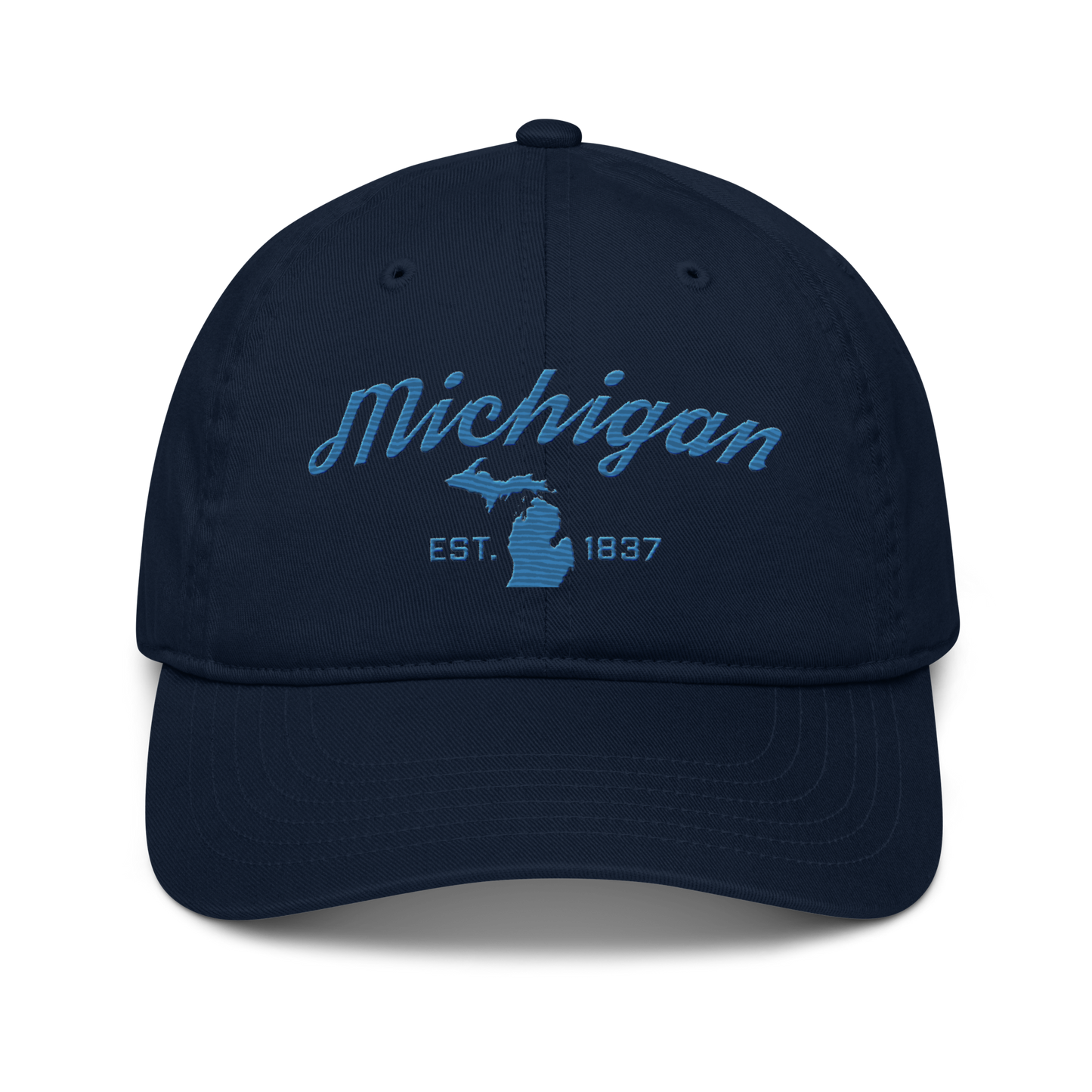 'Michigan EST. 1837' Classic Baseball Cap (Script Font) | Superior Blue