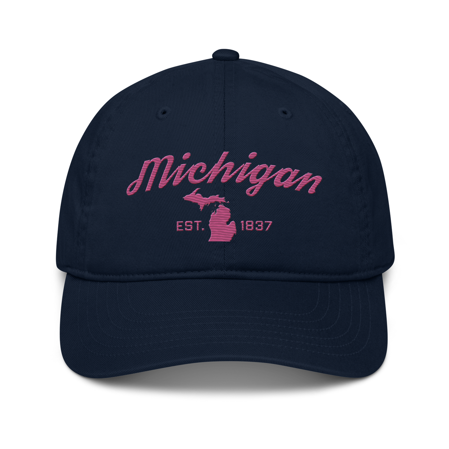 'Michigan EST. 1837' Classic Baseball Cap (Script Font) | Apple Blossom Pink