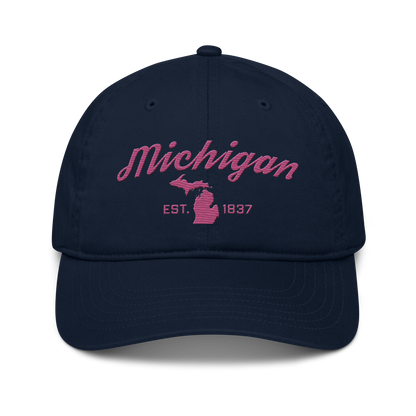 'Michigan EST. 1837' Classic Baseball Cap (Script Font) | Apple Blossom Pink