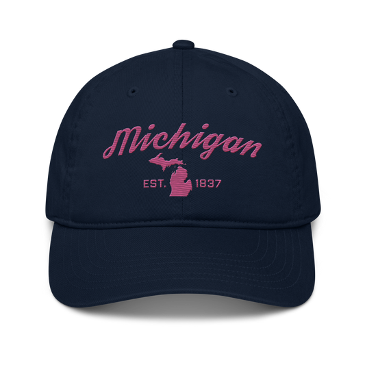 'Michigan EST. 1837' Classic Baseball Cap (Script Font) | Apple Blossom Pink