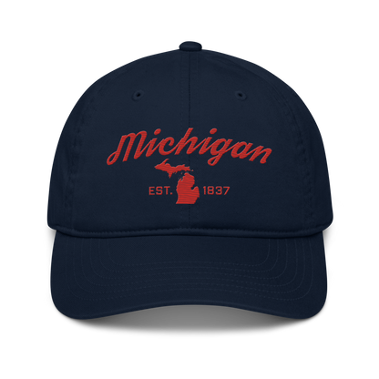 'Michigan EST. 1837' Classic Baseball Cap (Script Font) | Aliform Red