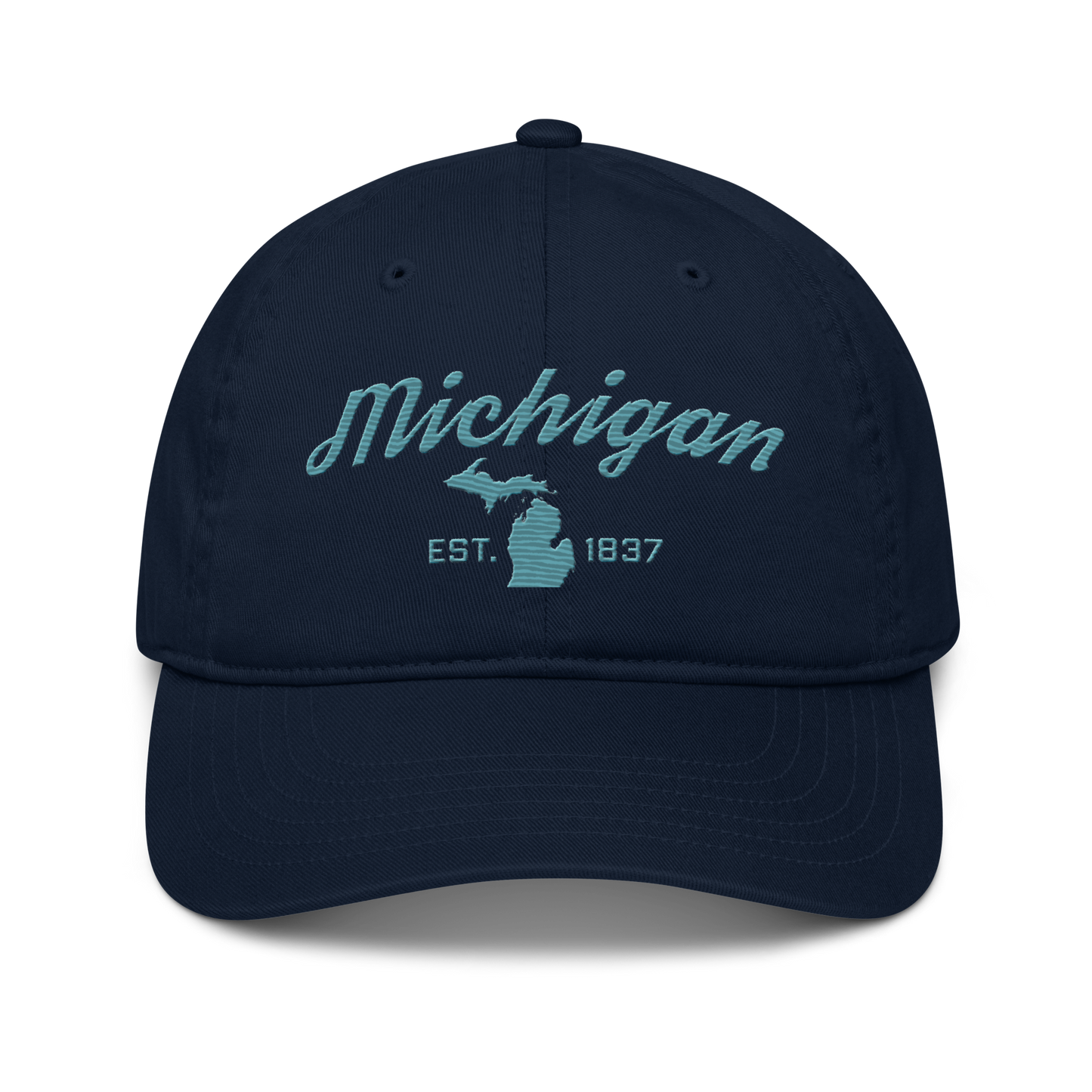 'Michigan EST. 1837' Classic Baseball Cap (Script Font) | Huron Blue