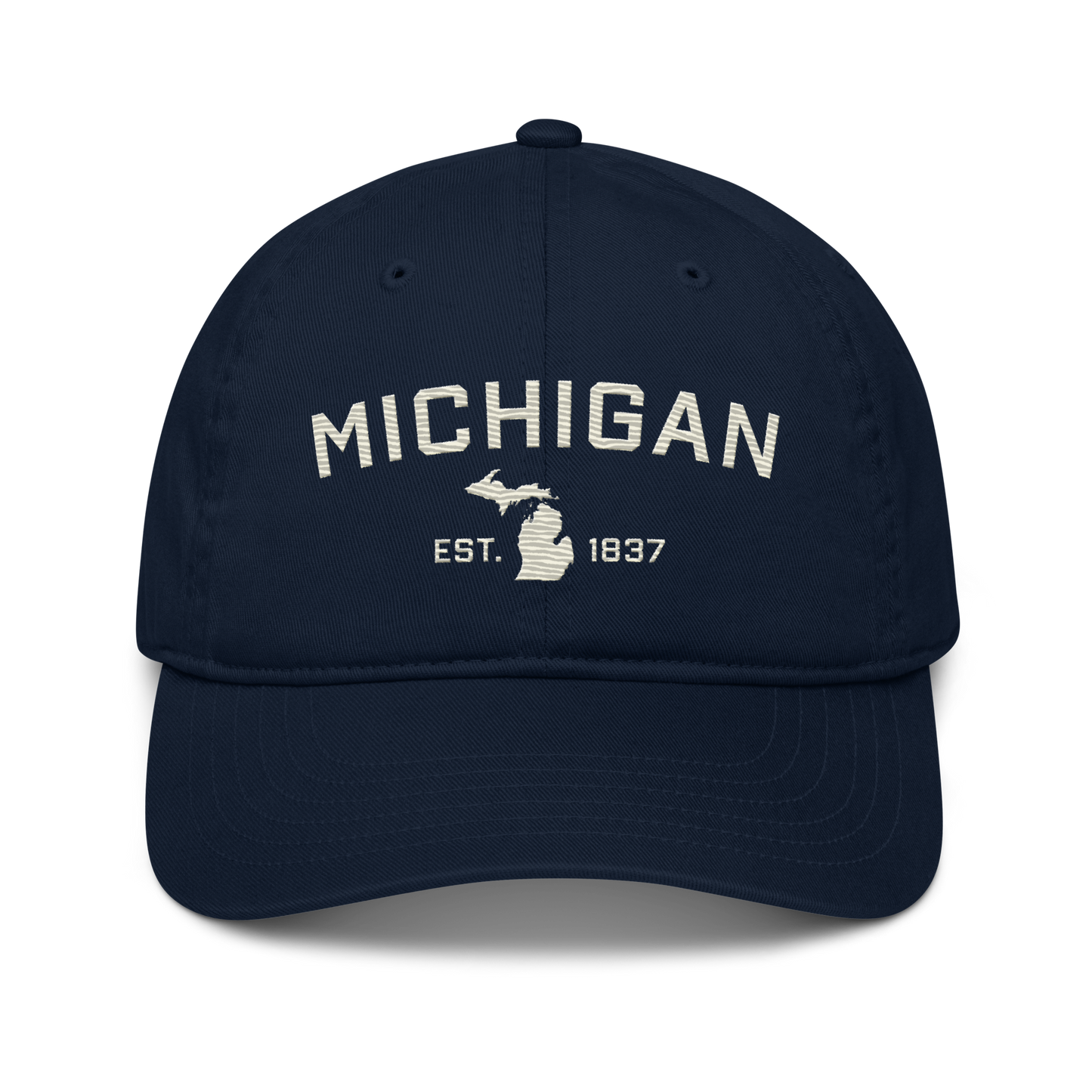 'Michigan EST. 1837' Classic Baseball Cap (Athletic Font) | Ivory White