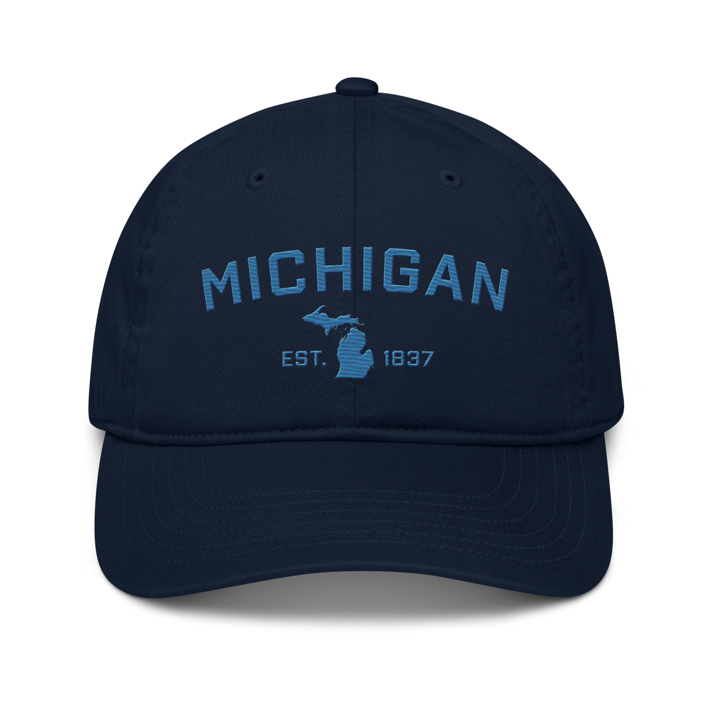 'Michigan EST. 1837' Classic Baseball Cap (Athletic Font) | Superior Blue