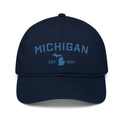 'Michigan EST. 1837' Classic Baseball Cap (Athletic Font) | Superior Blue