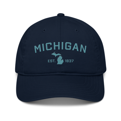 'Michigan EST. 1837' Classic Baseball Cap (Athletic Font) | Huron Blue