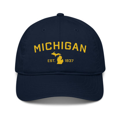 'Michigan EST. 1837' Classic Baseball Cap (Athletic Font) | Gold