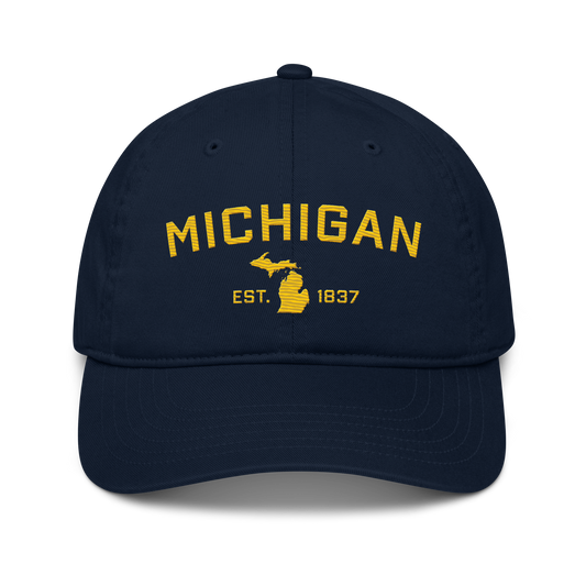 'Michigan EST. 1837' Classic Baseball Cap (Athletic Font) | Gold