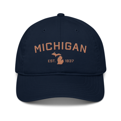 'Michigan EST. 1837' Classic Baseball Cap (Athletic Font) | Copper