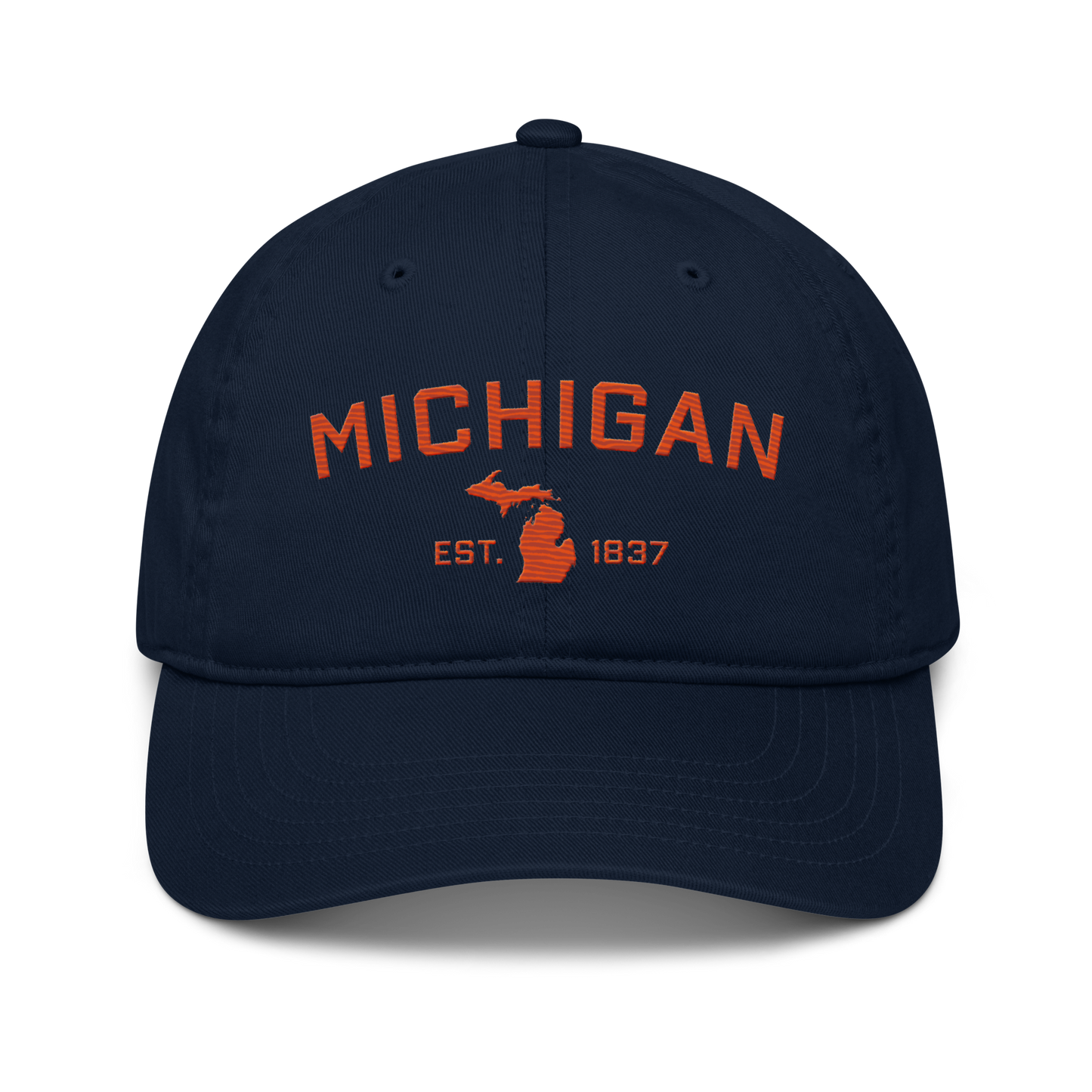 'Michigan EST. 1837' Classic Baseball Cap (Athletic Font) | Maple Leaf Orange