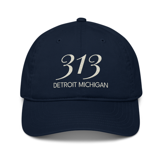 '313 Detroit Michigan' Classic Baseball Cap | Ivory White