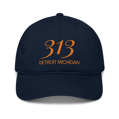 '313 Detroit Michigan' Classic Baseball Cap | Orange