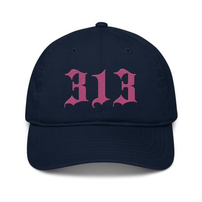 Detroit '313' Classic Baseball Cap (Old English) | Apple Blossom Pink