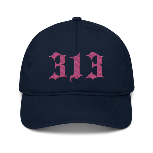 Detroit '313' Classic Baseball Cap (Old English) | Apple Blossom Pink