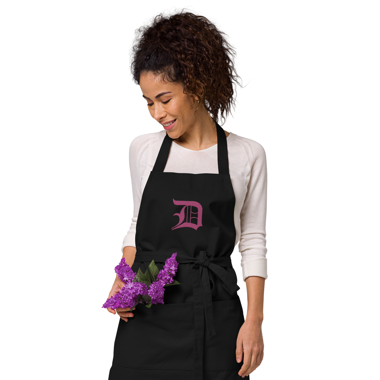 Detroit 'Old English D' Apron (Apple Blossom Pink) | Unisex Emb.